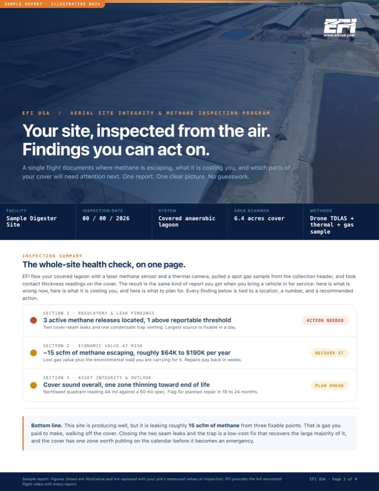 First page of a sample EFI aerial methane inspection report