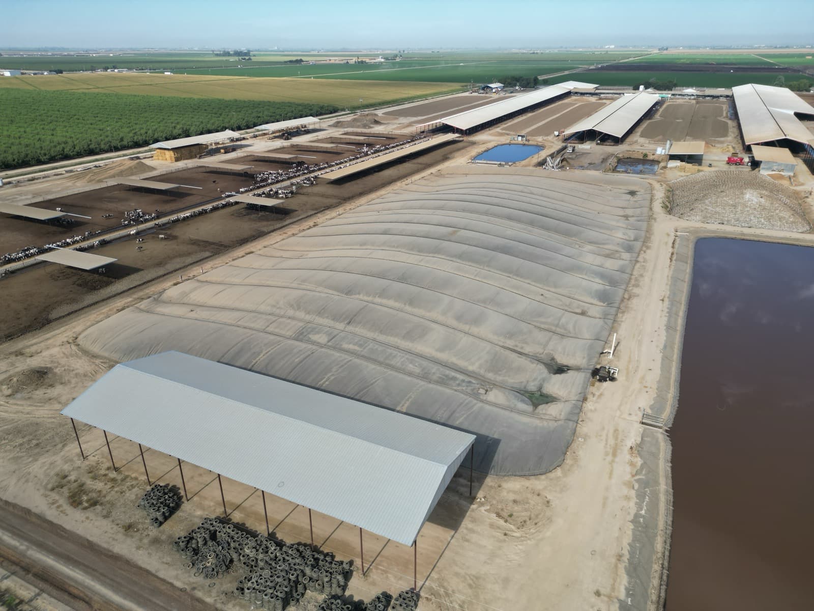 Aerial drone view of an EFI covered lagoon biogas site
