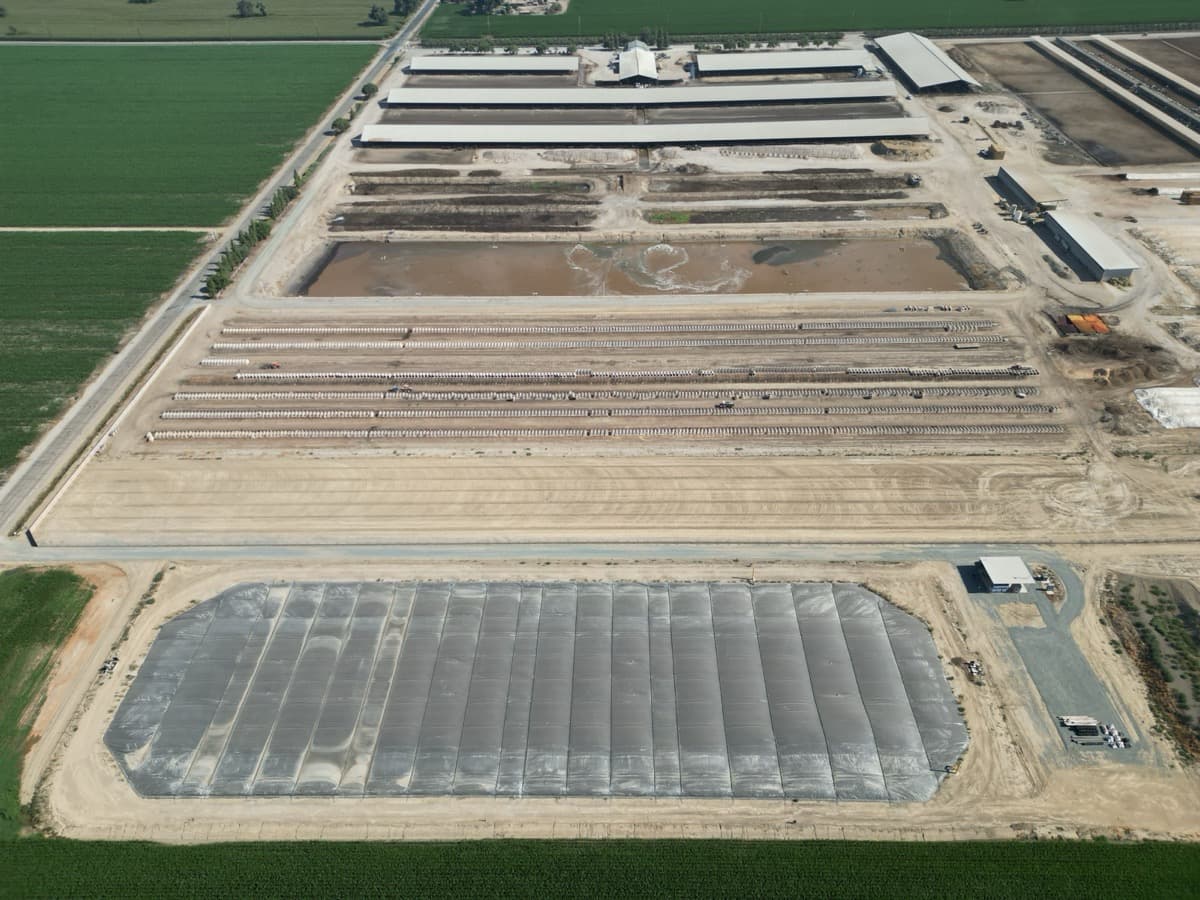 Drone inspection over an EFI covered lagoon