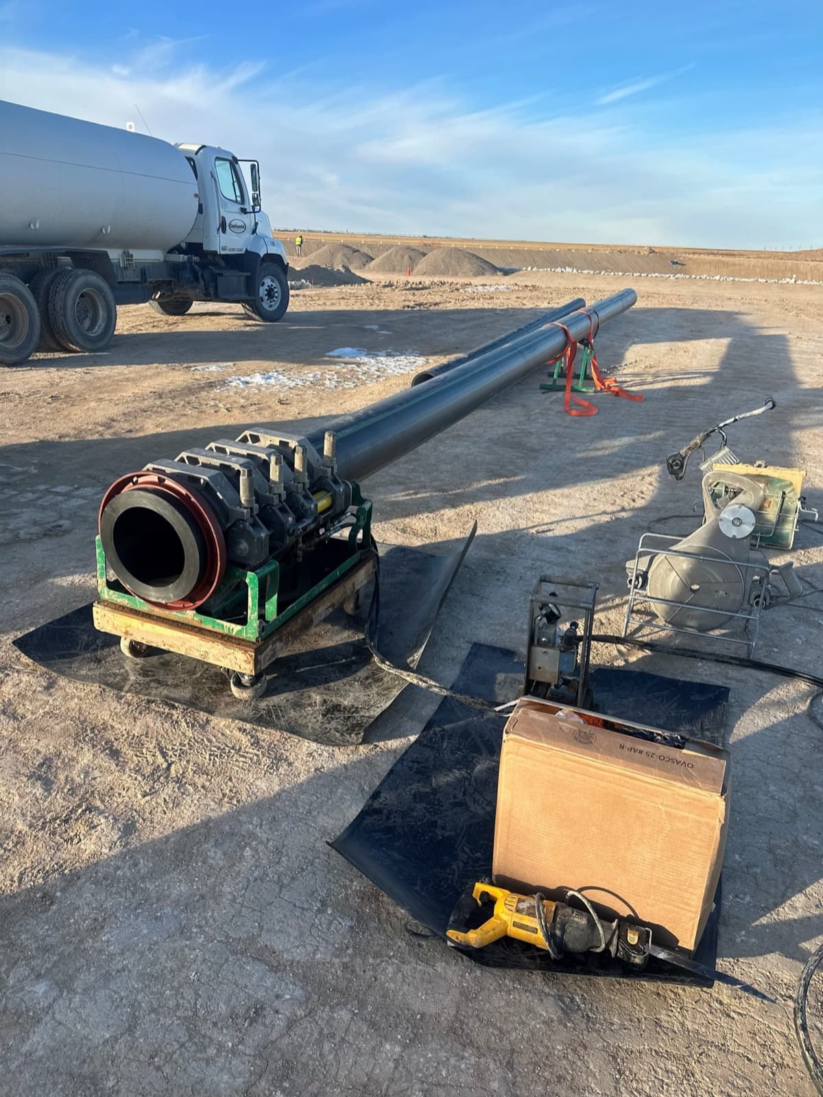 Sludge pipe and gas collection piping installation